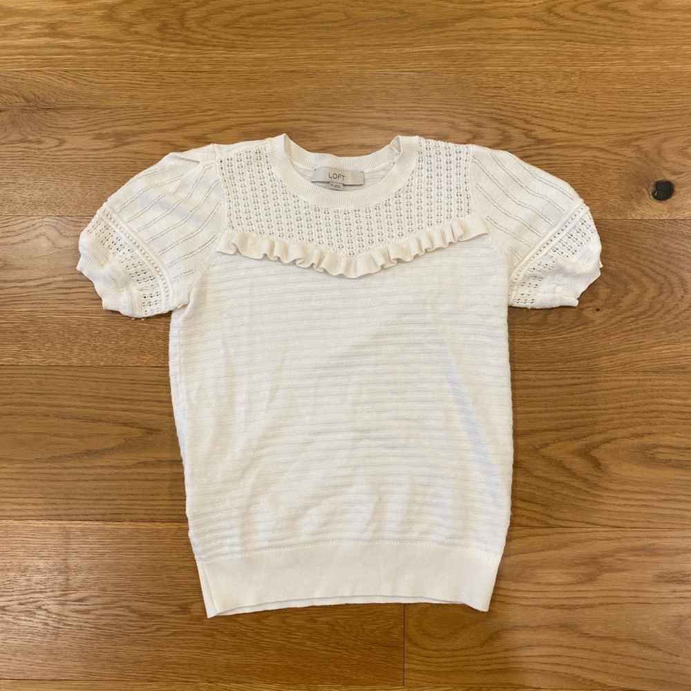 cream loft ruffle top